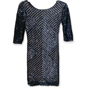 City Triangles Black and Nude Sequin Dress Size Small